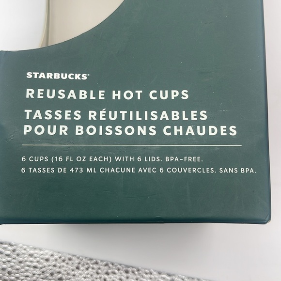 Starbucks 2019 Reusable Hot Cups & Lids 6 Pack Holiday Festive Phrases NEW - Picture 6 of 8